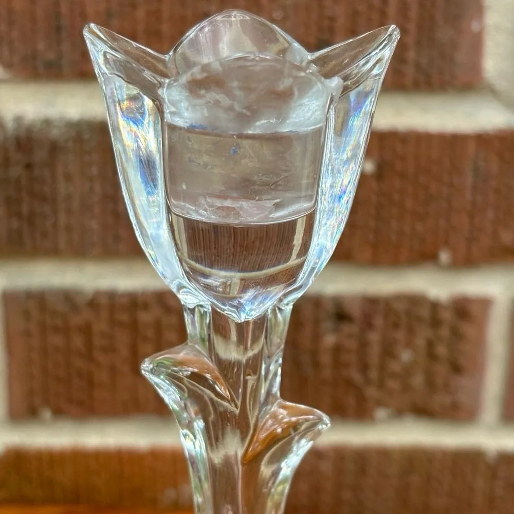 Toscany Lead Crystal Tulip Tapered Candle Holders Set of 2 Made in the USA